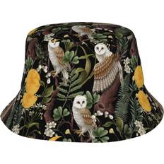 Black - Golf Hats Crywmqq Owls & Plants Bucket Hat - Black