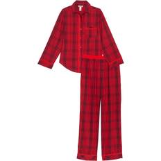 PINK Sleepwear PINK Flannel Long Pajama Set - Bright Vermillion Plaid