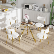 Glass - Gold Dining Sets Mercer41 5-Piece Glass Top Dining Set