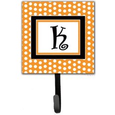 White Picture Hooks Caroline's Treasures Letter K Initial Monogram Orange Polka Dots Leash Holder Small Multicolor Picture Hook