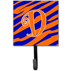 Blue Picture Hooks Caroline's Treasures Letter D Initial Tiger Stripe Blue Orange Leash Holder Picture Hook