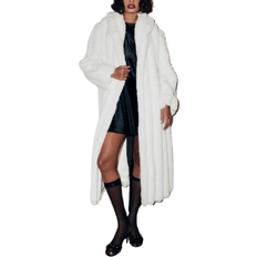 River Island Faux Fur Panelled Coat - Cream