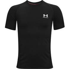 Base Layer Children's Clothing Under Armour Kid's HeatGear Armor SS - Black/White (1361723-001)