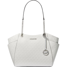 Michael Kors White Totes & Shopping Bags Michael Kors Jet Set Large Logo Shoulder Bag - Silver