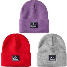 Boys Beanies Redess Toddler Knit Cuffed Beanie Hat - Old Purple/Red/Grey