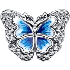 Pandora Berlocker & Hängen på rea Pandora Butterfly Sparkling Charm - Silver/White/Blue/Transparent