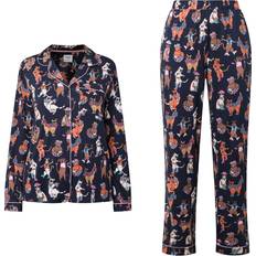 S Pyjamas Chelsea Peers Disco Cats Long Pyjama Set - Navy