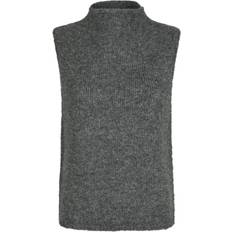 Dam - Gråa Västar Neo Noir Odelia Knit Top - Antracit