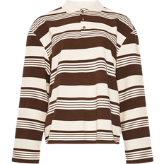 Noella Lynlee Polo Shirt - Brown/Off White Stripe