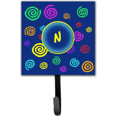 Blue Picture Hooks Caroline's Treasures Letter N Initial Monogram Blue Swirls Leash Holder Picture Hook