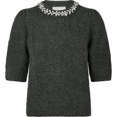 Neo Noir Maia Stone Knit Blouse - Antracit Melange