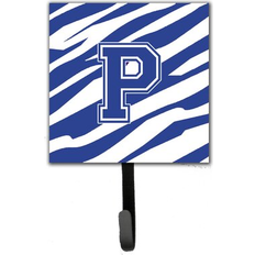 Blue Picture Hooks Caroline's Treasures Letter P Initial Tiger Stripe Blue and White Leash Holder Picture Hook