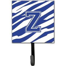 White Picture Hooks Caroline's Treasures Letter Z Initial Tiger Stripe Blue White Leash Holder Picture Hook