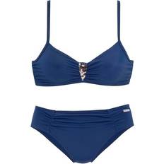 S - Vrouw Bikinisets Lascana Beugelbikini Met Paillettengarnering - Blauw