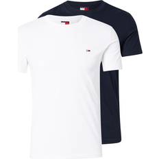 Tommy jeans t shirt slim fit Tommy Jeans Slim Fit T-Shirt Mit Logo-Stitching - Nachtblau/Weiß