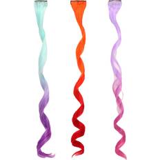 Sophia's Set of 3 Dress Up Fun Long Curly Colorful Ombre Rainbow Clip-in Hair Extensions