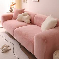 Cheap Loose Sofa Covers Shein Solid Color Fluffy Slipcover 1 pc Loose Sofa Cover