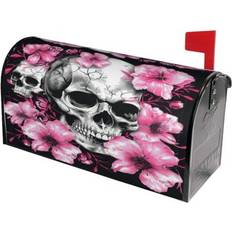 Pink Letterboxes & Posts Phelika Sugar Skull Skeleton Mailbox Cover 21 H x 18 W