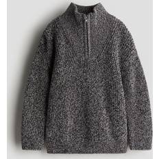 Svarta Stickade tröjor Barnkläder H&M Stickad Tröja Med Dragkedja - Svart