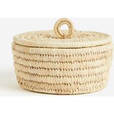 H&M Small Lidded Straw Beige Basket