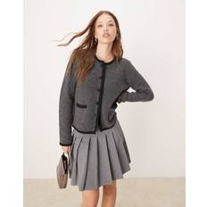 Nobody's Child Boucle Crew Neck Cardigan - Grey