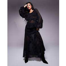 River Island Chiffon Ruffle Maxi Skirt - Black