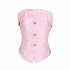 Shein Elenzya Women's Fitted Off-Shoulder Top - Pink