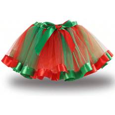 Green Skirts Children's Clothing Shein Christmas Red Bottom Tulle Tutu Skirt - Red/Green