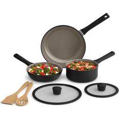 Bella 7 Piece Black Cookware Set with lid