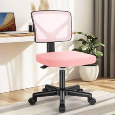 Office Chairs DUMOS Armless Desk Wheels Light Pink Office Chair