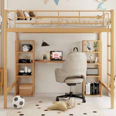 Bellemave Full Size Loft Bed with Desk