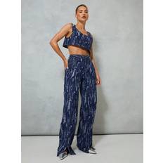 Tie Dye Trousers & Shorts Shein High Waist Shredded Wide Leg Denim Jeans - Denim