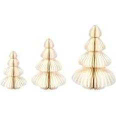 Beige Weihnachtsschmuck Beliani Set mit 3 Dekorativen Weihnachtsbäumen Beige Weihnachtsschmuck