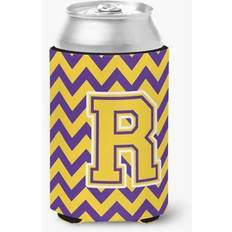 Gold Bottle Coolers CoolCookware Letter R Chevron Purple & Gold Can 0.25 x 4 x 5.5 in Bottle Cooler