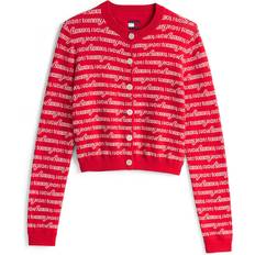 Herren - XXS Cardigans Tommy Jeans All-Over Logo Cardigan - Red