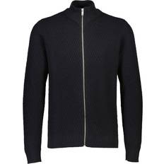 Lindbergh Herr Koftor Lindbergh Zip Through Structure Cardigan - Sort