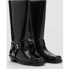Mango Boots Mango Square Toe Boot With Metallic Details - Black