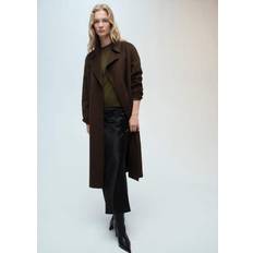 Linne Tröjor Mango Lucca Dam Stickade Tröjor - Beige/Khaki