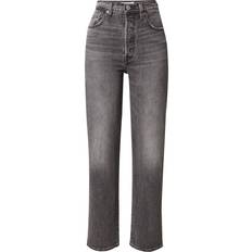 Levi's Leather Jeans Levi's Ribcage Straight Ankle Jeans - Black Worn