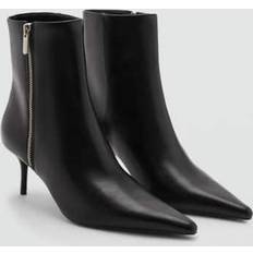 Mango Boots Mango Leather Pointed Ankle Boots - Black