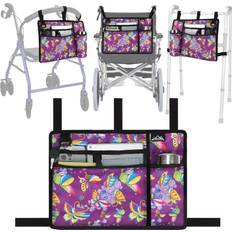 SupreGear Accessories Bag for Walker, Wheelchair, Rollator for Seniors, w/Cup Holder-Folding Walker Basket Large Capacity Waterproof Walker Caddy Pouch, Purple Butterfly