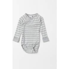 Stripes Bodysuits Children's Clothing Polarn O. Pyret Stripe Wraparound Newborn Babygrow - Grey Stripes