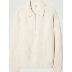 COS Collared Merino Wool-Yak Blend Half-Zip Jumper - White