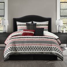 7 Piece Striped Jacquard Comforter Set King Bedspread