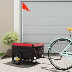 Best_rated Bicycle Carts & Tandem Bike Trailers vidaXL Bike Trailer Black and Red 30 kg