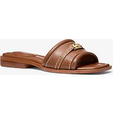 Michael Kors Women Slides Michael Kors Mandy Leather Slide Sandal - Brown