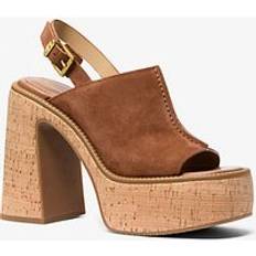 Platform Heeled Sandals Michael Kors Leia Suede Platform Sandal - Brown