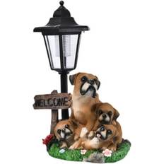 Magideal Dog Outdoor Garden Statue with Solar Lights