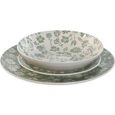 Home ESPRIT Vit Grön Porslin Blommig 27 x 27 x 2 cm 18 Delar Servis