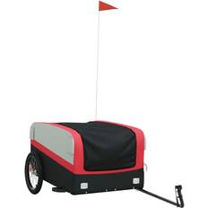 Best_rated Bicycle Carts & Tandem Bike Trailers vidaXL Veloanhänger Schwarz Rot 45 kg